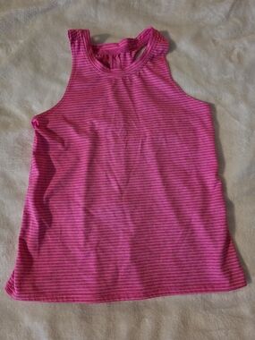 Source Unknown Pink Striped Kids Tank Top